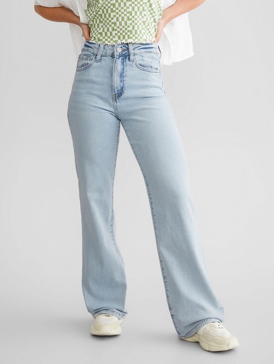 Vervet Denim - Vervet 90s Vintage Flare Stretch Jean High-Rise Wide Leg Light Wash Women 27